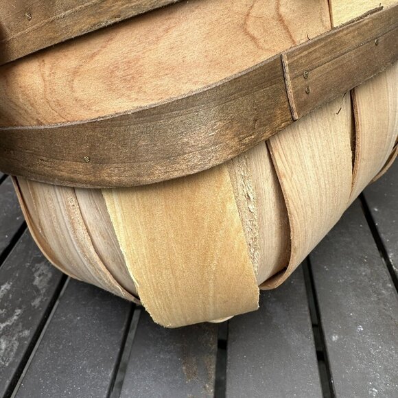 Wooden Woven Baskets Double Handles Rustic Farmhouse Decor Medium and Small - Picture 6 of 16